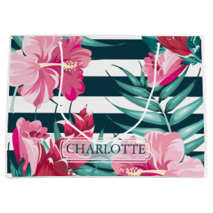 Sacola Para Presentes Grande Exótico Verão Floral Personalizado