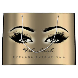 Sacola Para Presentes Grande Eye Lash Sepia Dourada Makeup Glitter Beaudice