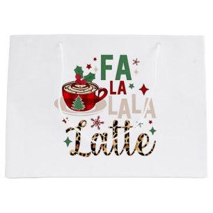 Sacola Para Presentes Grande Fa Fa La La Latte Divertido Natal Santa Xmas