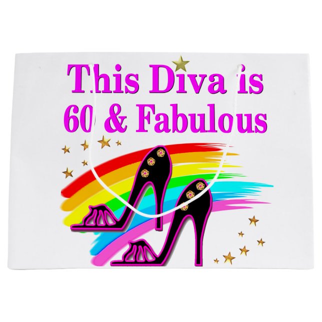 SACOLA PARA PRESENTES GRANDE FABULOSA RAINHA DE 60 ANOS (Frente)