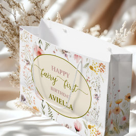 Sacola Para Presentes Grande Fada de flor silvestre fantasma primeiro aniversár