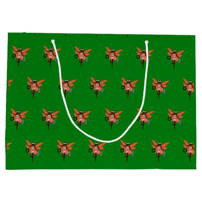 Sacola Para Presentes Grande Fada de Natal Afro-Americana Gift Bag (Verso)