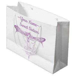Sacola Para Presentes Grande Fada Rainha Mab, Doce Dezesseis em Roxo