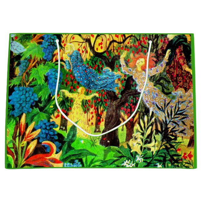 Sacola Para Presentes Grande fadas na floresta (Frente)