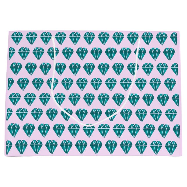 Sacola Para Presentes Grande Faísca de Diamante Rosa (Frente)