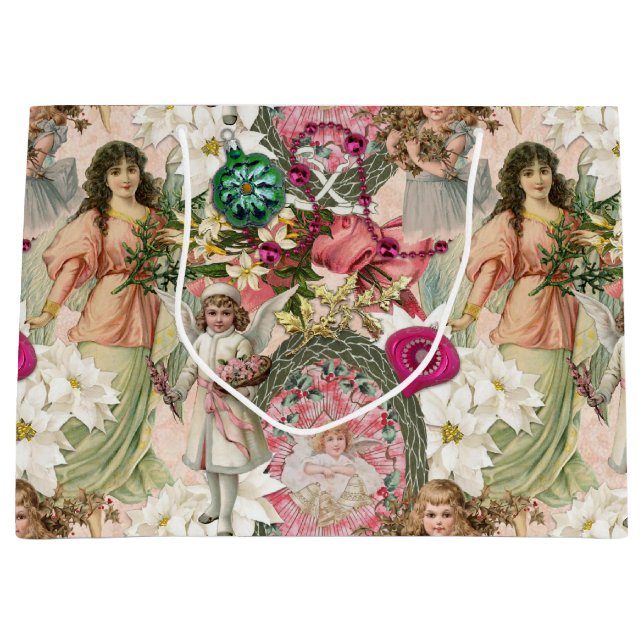 Sacola Para Presentes Grande Faísca do Natal Vitoriano    (Frente)