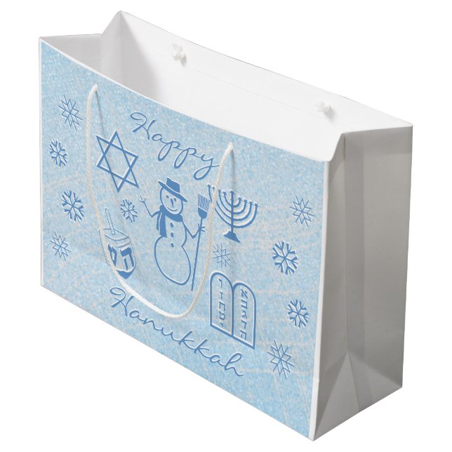 Sacola Para Presentes Grande Faísca festiva HANUKKAH (Frente inclinada)