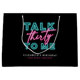 Sacola Para Presentes Grande Fale 30 Sujos, 30 Neon Azul e Rosa