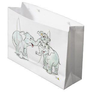 Sacola Para Presentes Grande família elefant bonito