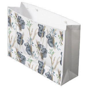 Sacola Para Presentes Grande Família Koala Cute Watercolor