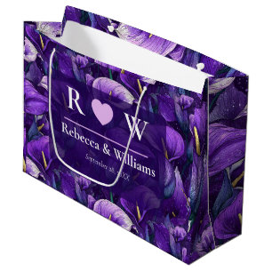 Sacola Para Presentes Grande Fantasia de Lírios de Calla Roxos Luxuosos como De