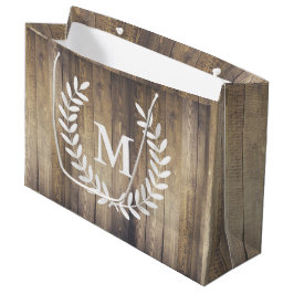 Sacola Para Presentes Grande Farmhouse Barn Wood White Laureles - Letra Inicial