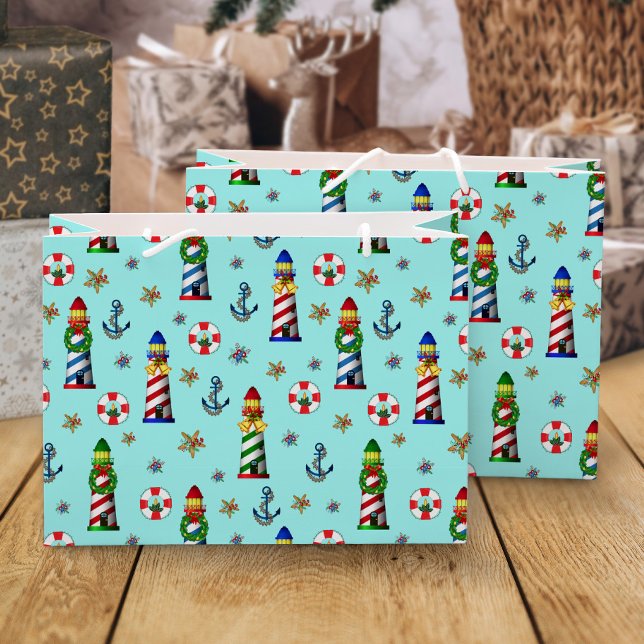 Sacola Para Presentes Grande Faróis Náuticos de Natal (Criador carregado)