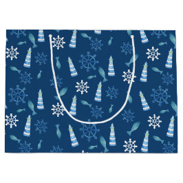 Sacola Para Presentes Grande Farol Beach Watercolor pintado à mão ao ar livre P