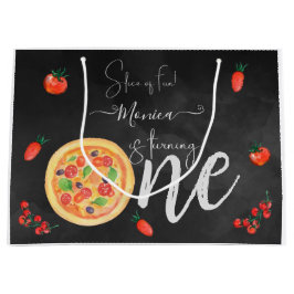 Sacola Para Presentes Grande Fatia de diversão, primeiro aniversário de pizza