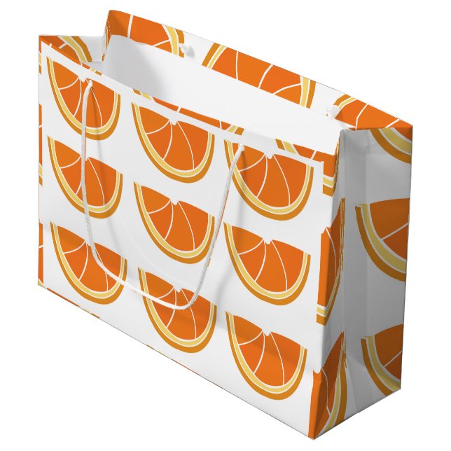 Sacola Para Presentes Grande Fatia de Fruta Laranja (Frente inclinada)