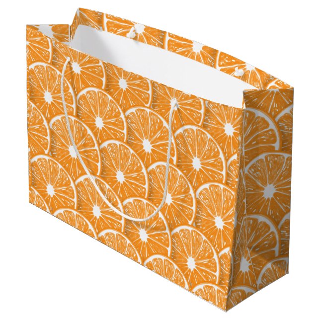 Sacola Para Presentes Grande Fatias de laranja (Verso inclinado)
