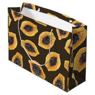 Sacola Para Presentes Grande Fatias de Papaya em castanho escuro