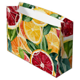 Sacola Para Presentes Grande Fatias Tropicais De Frutas De Laranja Citrino