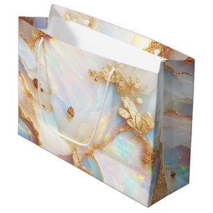 Sacola Para Presentes Grande Faux Holographic Iridescente Opal Crystal Fantasy