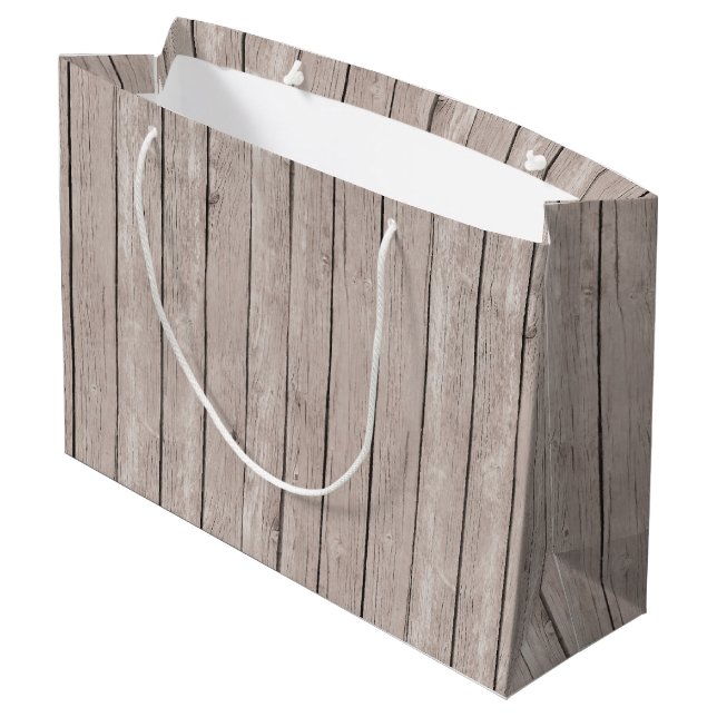 Sacola Para Presentes Grande Faux Rustic Wood Brown (Verso inclinado)