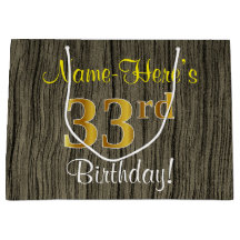 Faux Wood Look, Faux Dourado 33º Aniversário + Nom