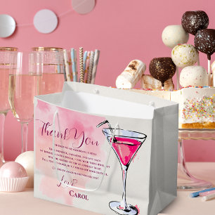 Sacola Para Presentes Grande Favor de Aniversário Pink Martini Obrigado