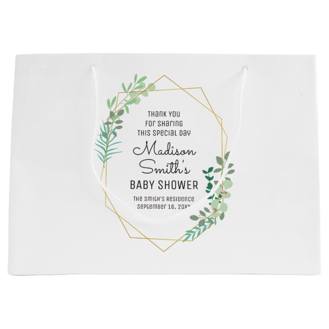 Sacola Para Presentes Grande Favorito do Partido Chá de fraldas Geométrico e Gr (Frente)