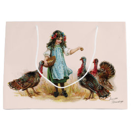 Sacola Para Presentes Grande Fazenda Vintage Garota e Perus Gift Bag