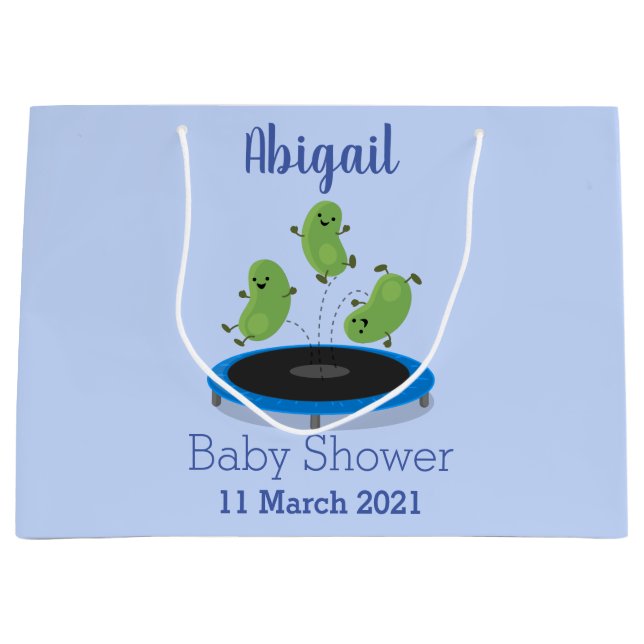 Sacola Para Presentes Grande Feijão verde-grão-branco em cartoon trampoline (Frente)