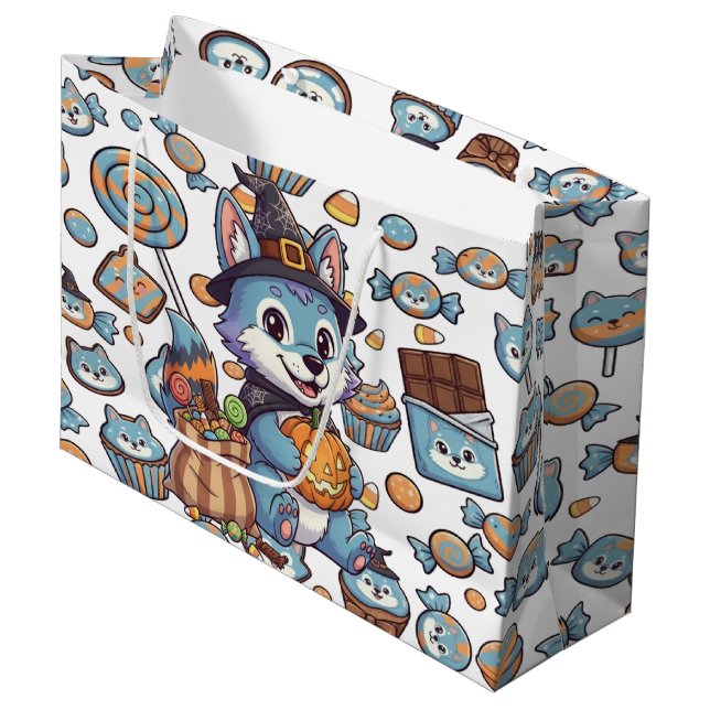 Sacola Para Presentes Grande Feira de Lobo Bonita (Frente inclinada)