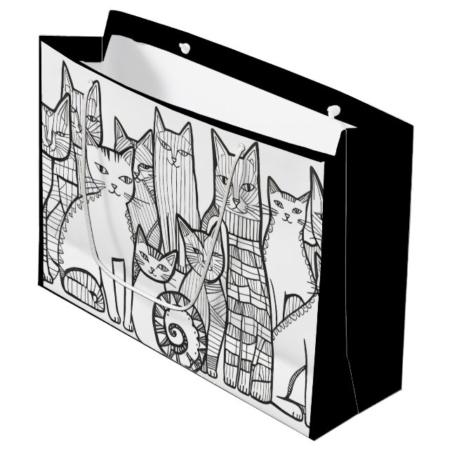 Sacola Para Presentes Grande Felino rico (Frente inclinada)