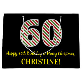 Sacola Para Presentes Grande Feliz 60º aniversário e Feliz Natal, Nome Personal