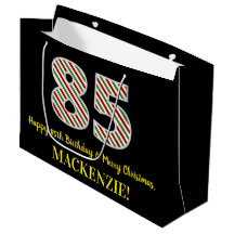 Feliz 85º aniversário e feliz Natal, nome personal