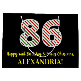 Sacola Para Presentes Grande Feliz 86º aniversário e Feliz Natal, Nome Personal