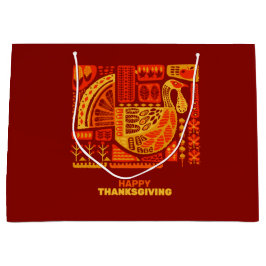 Sacola Para Presentes Grande Feliz Ação de Graças Geométrico Abstrato Orange Br