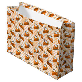 Sacola Para Presentes Grande Feliz Ação de Graças Pumpkin Pie Orange Gingham