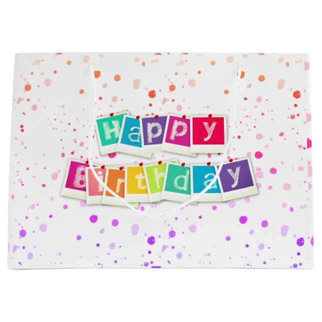 Sacola Para Presentes Grande Feliz Aniversário (Frente)