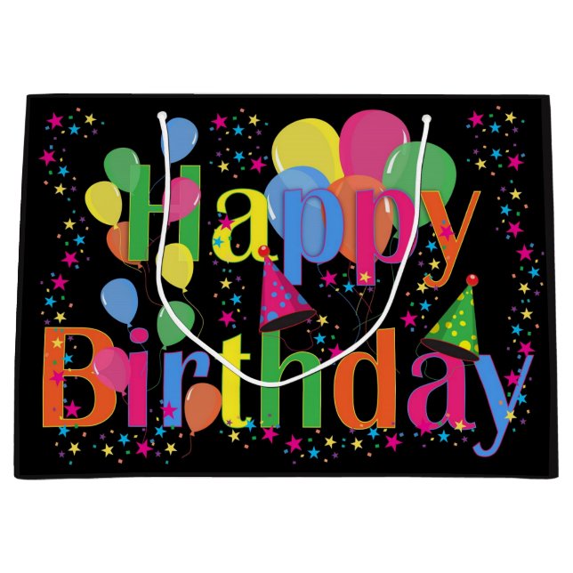 Sacola Para Presentes Grande Feliz aniversário (Frente)