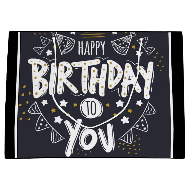 Sacola Para Presentes Grande Feliz aniversário (Frente)