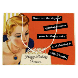 Sacola Para Presentes Grande Feliz Aniversário A Explodir Velas Vintage Engraça