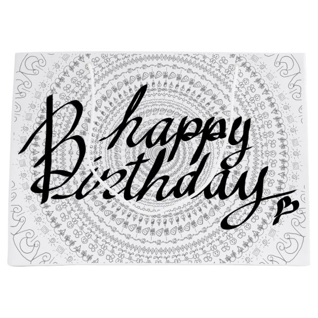 Sacola Para Presentes Grande Feliz aniversário a você. (Frente)