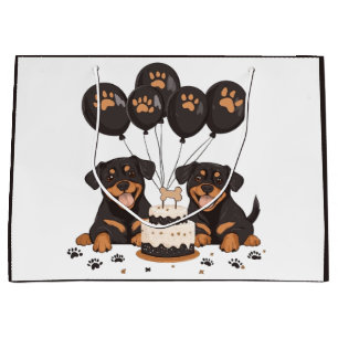 Sacola Para Presentes Grande Feliz Aniversário Cães Rottweiler
