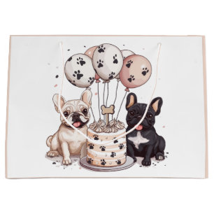 Sacola Para Presentes Grande Feliz Aniversário Chapéus de Festa de Bulldogs Fra