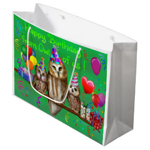 Sacola Para Presentes Grande Feliz aniversario da coruja de nós!