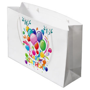 Sacola Para Presentes Grande Feliz Aniversário Dando Saco Doce Dezesseis