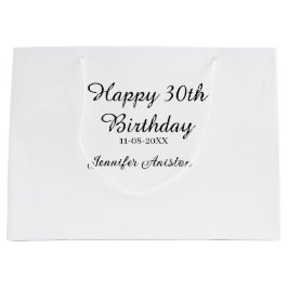 Sacola Para Presentes Grande Feliz aniversário de 30 anos para adicionar nome d