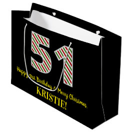 Sacola Para Presentes Grande Feliz aniversário de 51 ruas e feliz Natal, nome p