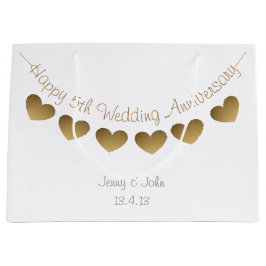 Sacola Para Presentes Grande Feliz aniversário de casamento de 5, bunda de cora