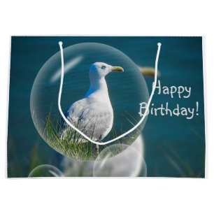 Sacola Para Presentes Grande Feliz aniversário, Diversão de Seagull